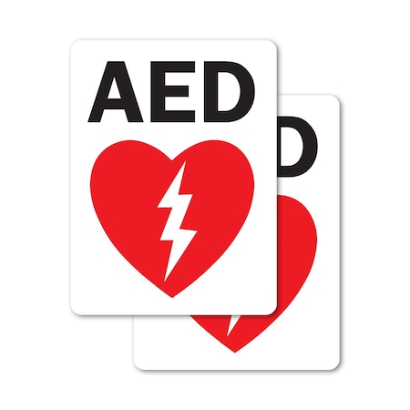 Signmission AED Sign (with graphic), 7 in W x Rectangle, Vinyl Decal OS-2PACK-MISC-D-710-L-19478